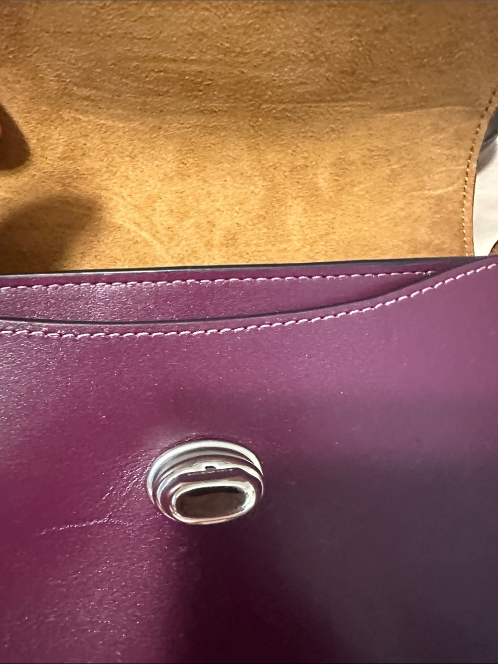 Coach Plum Leather Turnlock Crossbody with Brown Strap - Picture 6 of 10